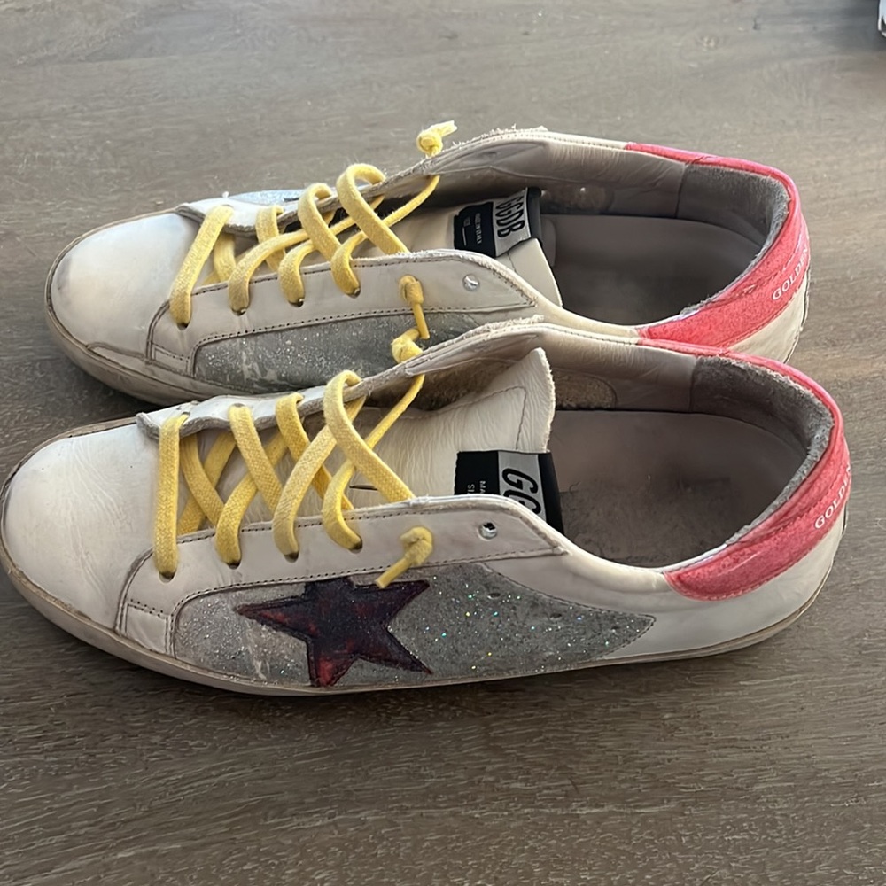 COPY - Golden Goose Silver Glitter, Pink, Yellow Superstar Sneakers 9.5/10 - Picture 2 of 6
